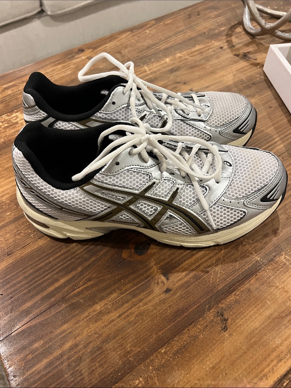 Asics White, Gold and Black Men's Athletic Running Shoes